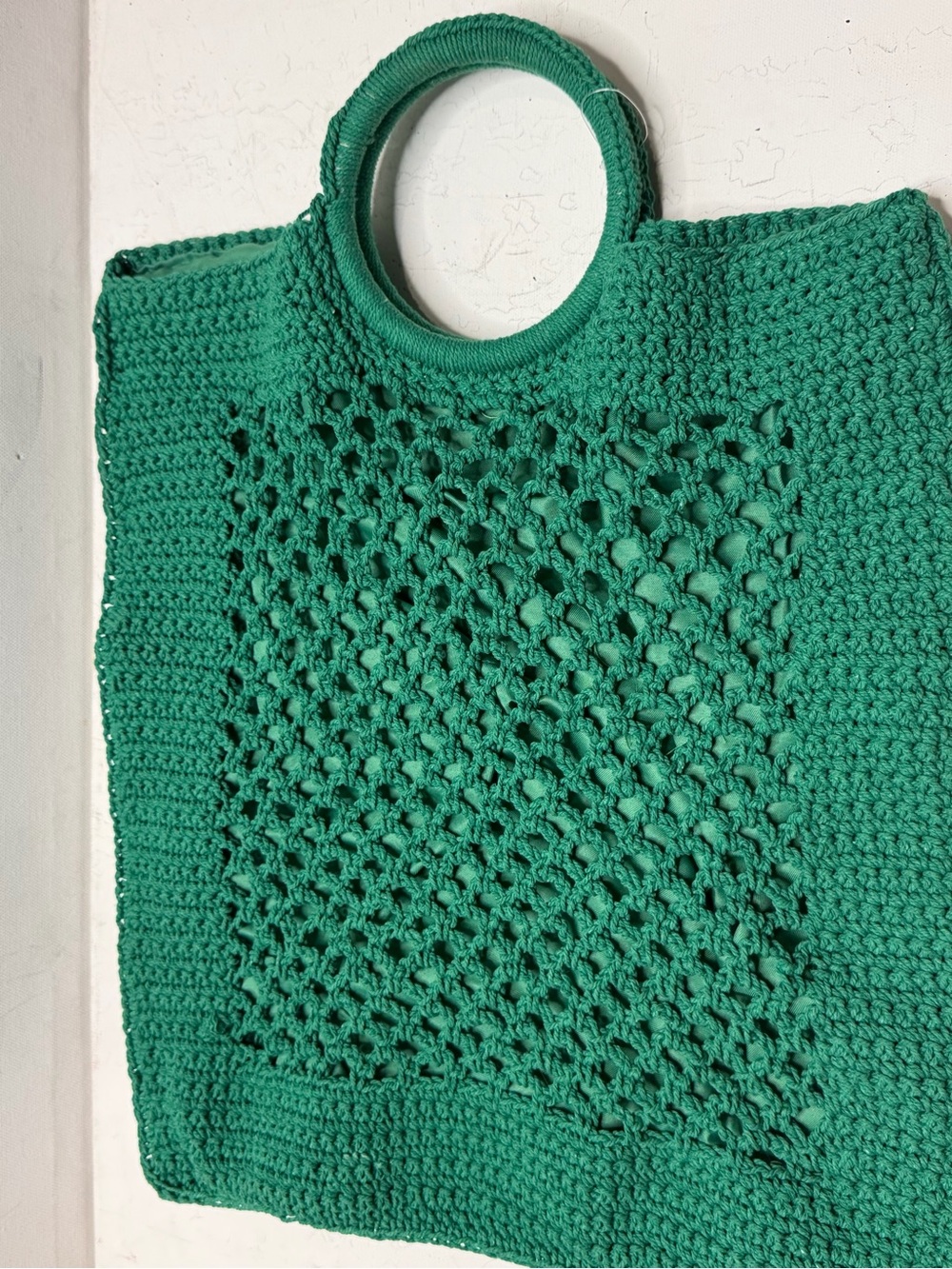 Shiraleah Chicago Jezabelle Crochet Tote Bag Green Boho Beach Knit Purse Lined
